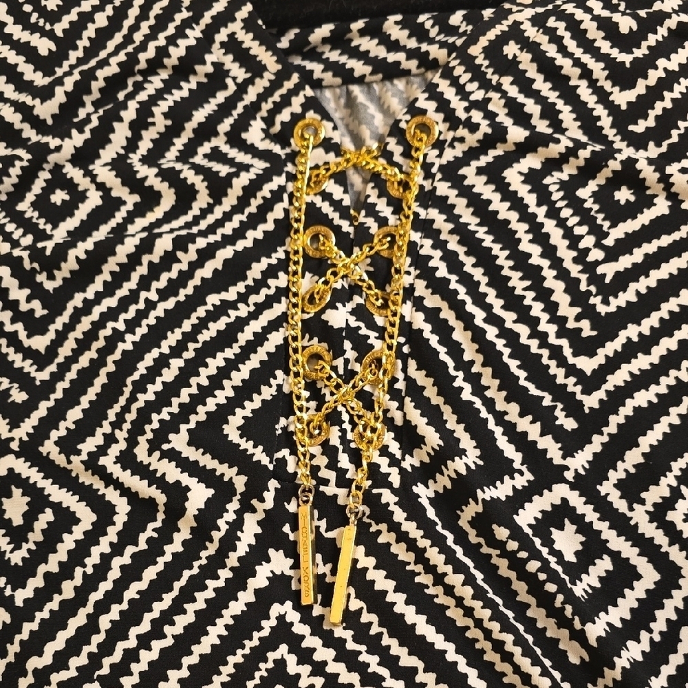 Michael Kors Monochrome Patterned Midi Dress Size 1X - Picture 11 of 15